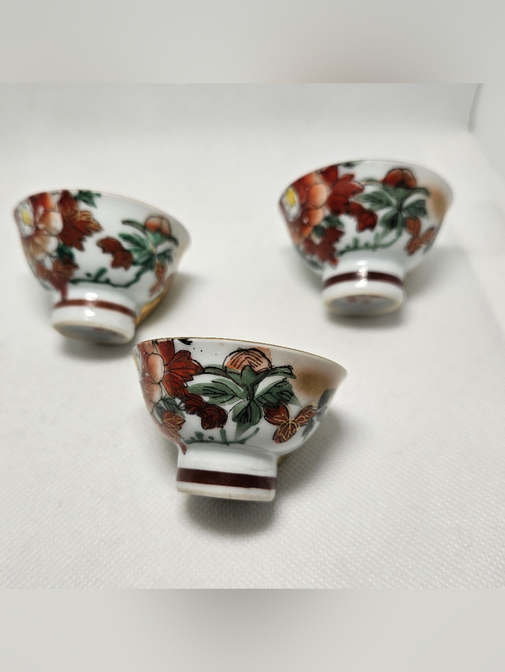 Vintage Kutani Whistle Cup - Working "Bush Warbler" Sake Cup - Hand Painted